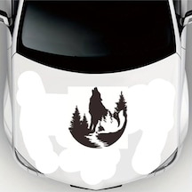 Orman Ve Uluyan Bozkurt Oto Kaput Kaliteli Kaliteli Sticker 45 X 47 Cm