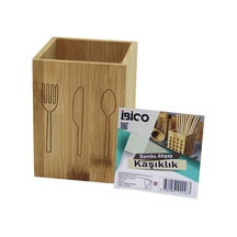 Küçük Kare 9x9cm Ahşap Bambu Kaşıklık Organizer 5671 Çok Renkli Çok Renkli