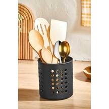 Çatal Kaşıklık Bıçaklık Standı Plastik, 14 Cm Plastik Siyah Diğer