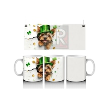 Şapkalı St. Patrick S Temalı Yorkshire Terrier - Baskılı Kahve Kupası Renkli