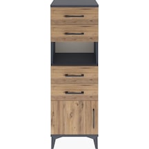 Arges Dolap Tek Raflı 4 Çekmeceli Tek Kapaklı 44x30x134 Antrasit-çam Antrasit
