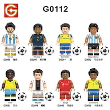 8pcs G0112 Dünya Kupası Futbol Takımı Portekiz Messi Neymar Montajlı Yapı Taşları Bebek Oyuncak