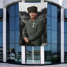Üniformalı Kalpaklı Atatürk Portresi Poster Bayrak Raşel Kumal 4x6 Metre Ata68 Diğer