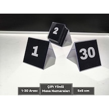 Şeffaf Etiket İsimlik Masa Numaralar Siyah Çift Yön 1-30 Arası Ayaklı Numaralar
