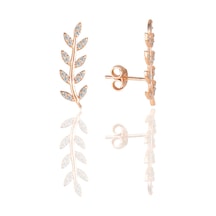 Gümüş Zirkon Taşlı Yaprak Modeli Küpe N11.55963