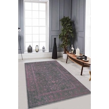 Pembe Vintage Kaymaz Tabanlı Makinede Yıkanabilir Halı Rv286n11