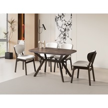 Venedik Retro Bronz Mdf Açılır Mutfak Masa Takımı 80 130cm Kahverengi