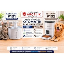 Keysmart P101 & P102 2'li Set Kedi Ve Köpek İçin Otomatik Su Ve Mama Sistemi
