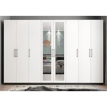 Başak 8 Kapaklı Dolap Gardırop Füme Beyaz - Montaj Dahil