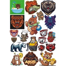 Ayı Sticker Set 7 20 Parça Telefon, Tablet, Defter, Laptop Sticker