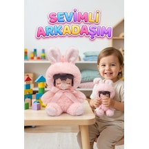 Nansi Yumuşak Peluş Figür Bebek - Kurdeleli Kostümlü Emzikli 17 Cm Dekoratif Uyku Arkadaşı Oyuncak Bebek