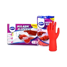 M Beden Temizlik Ve Bulaşık Eldiveni - Doğal Pamuk Astarlı - Plastik Çok Renkli
