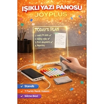 20x20 Cm Led Neon Işıklı Şeffaf Yazı Tahtası Seti Işıklı Yazı Panosu Çok Renkli