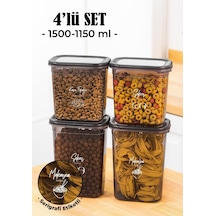Vienev Beyaz Serigrafi Etiketli 4'lü Peggy Dikdörtgen Saklama Kabı Seti 2x1500-1150 ML Antrasit