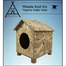 Melada Kedi Evi Dış Ortam Uygun Ahşap Kedi Evi Osb 43x40x37 Cm