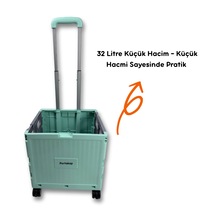 4 Tekerlekli, Yeşil, 32l Standart Boy, Sabit Tutacaklı Alışveriş Arabası