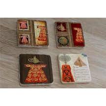Padişah Kaftanları Ferman Ve Tuğra Doğal Taş Bardak Altlığı 4'lü Set - Natural Stone Coasters - Taş Çok Renkli