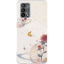 Oppo A74 Uyumlu Gezegen, Yıldız Ve Gül Baskılı Silikon Kılıf Renkli