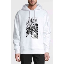 Anime One Piece Baskılı Beyaz Erkek Örme Kapşonlu Sweatshirt (534793862)