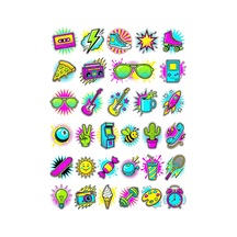 30 Adet Nostaljik Pop-art İkonları Sticker Seti - Laptop Defter Telefon Ajanda Çok Renkli