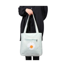 Toz Vintage Canvas Papatya Desenli Bez Omuz - Kol Çantası Yeşil