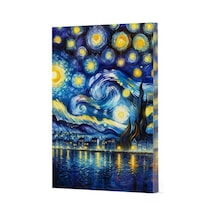 Van Gogh 7 - Yıldızlı Gece Çizgili Yan Boyamalı Defter