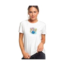 Bowling Topu Baskılı Beyaz Kadın Tshirt (534304306)