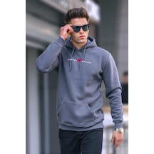Madmext Füme Basic Kapüşonlu Sweatshirt 6002 Füme