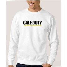 Call Of Duty Infinite Warfare Logo Baskılı Beyaz Erkek Örme Sweat (534624052)