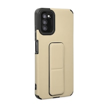 Samsung Galaxy  Uyumlu  A03s Kılıf Mega Standlı Silikon - Gold