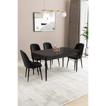 Familieconcept Almira Serisi, Siyah Mermer Desen 80x132 Açılabilir Mdf Mutfak Masası Takımı 4 Adet Sandalye