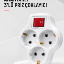 Duvar Tipi 3 Lü Priz Çoklayıcı Kablosuz Anahtarlı Kompakt Priz Adaptörü Diğer