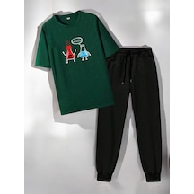 Uyguntarz Unisex Fazla Tepki Verdiğinizi Düşünüyorum Baskılı Eşofman Takımı Yeşil