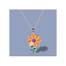 Glaze Flower El Yapımı Emaye 925 Ayar Gümüş 14 Altın Kaplı Hediye Özel Tasarım Taşlı Kolye Küpe Seti Lila