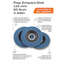 115 Mm Flap Zımpara 60 Kum Disk Taşlama Zımparası 3 Adet Zirkon