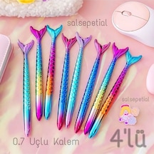 4'lü Deniz Kızı Figürlü 0.7 Uçlu Versatil Kalem Çok Renkli