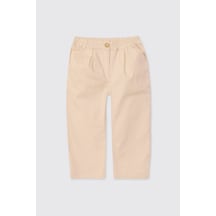 Panço Kız Bebek Beli Lastikli Cepli Bej Pantolon Krem 2621GB04001