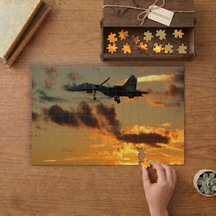 Savaş Uçağı - Günbatımı Tasarımı 240 Parça Ahşap Puzzle Ahşap Kutuda Mpy10471