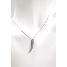 Omar Silver Kadın Fil Dişi Model Zirkon Taşlı Gümüş Kolye Omr8662