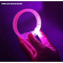 Pembe Led Işıklı Baskı Yapılabilen Pilli Bileklik Bilezik 1,5 Cm Genişlik