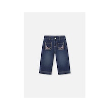 Mayoral Kız Bebek Çiçek İşlemeli Denim Pantolon Lacivert 2554