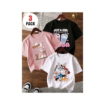 Stil X Yeniz Sezon 3' Lü Takım Kız Çocuk Tshirt, Çok Renkli, %100 Pamuk Çok Renkli-8