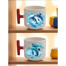 Yunuslar 2'li Latte Bardağı - Hediyelik Kupa, Yenidoğan Bebek Hediyesi, Yeni Doğan Hediyelikleri Beyaz