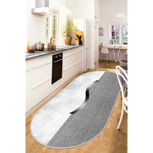 West Home Dijital Baskı Yıkanabilir Kaymaz Taban Leke Tutmaz Oval Mutfak Halısı Salon Halısı Ve Yolluk Wh 559 Grey Oval