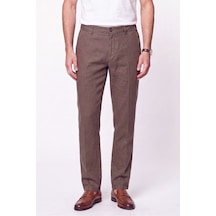 Comfort Fit Beli Lastikli %100 Keten Vizon Pantolon P 1215