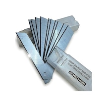 Maket Bıçağı Yedek Ağzı, Karbon Çelik, 18mm Genişlik, 0.5mm Kalınlık, 3 Aşamalı Bilenmiş Kenar, 10'lu Paket
