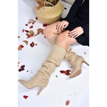 Fox Shoes Ten Süet Ince Topuklu Kadın Çizme L404868002