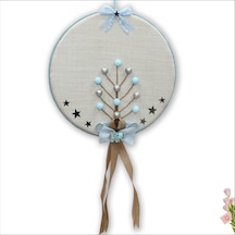 Süslebabypartystore Fil Temalı Ahşap Pano 35Cm Kapı Süsü - Mavi