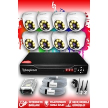 Bayicam 8 Kameralı Dome 8 İç Kamera Set HDD'siz Full HD Renkli Gece Görüşlü Güvenlik Kamerası Sistemi