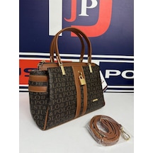 Just Polo Kadın Kahve Taba Gofraj Kabartma Desenli Mıknatıslı Çıtçıt Kapama El Çantası Mh4031mh Kahverengi - Taba